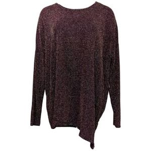 DG2 Diane Gilman Metallic Asymmetric Top, Red/Purple, Size M, NWT